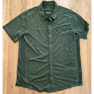 Smartwool Merino Sport 150 Button Front Shirt Olive Green Short Sleeve Men's M